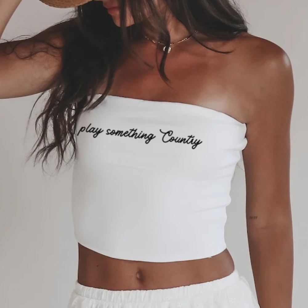 Amazing Lace Play Something Country Western Concert Crop Tube Top